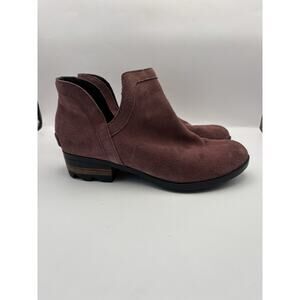 Sorel Lolla Cut Out Booties Suede Leather Maroon Women Size 8